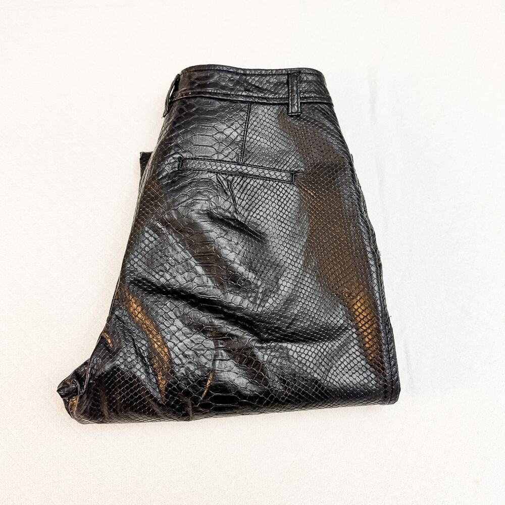 Babaton Black Faux Leather Snakeskin Embossed Pants Size 6